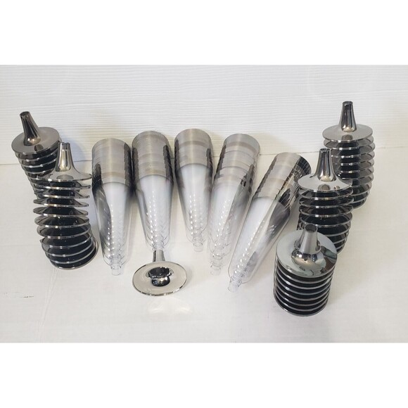 Plastic Stemmed Champagne Flutes Set of 48 Clear with Silver Rim + Base 4 oz New - Picture 5 of 8